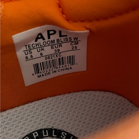 APL Womens Techloom Bliss Sneakers Orange White Size US8.5 Mesh Slip On - Picture 6 of 8